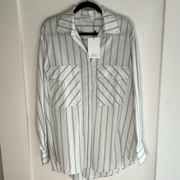 Maison Essentiele Oversized Striped Button Up - Picture 1 of 8